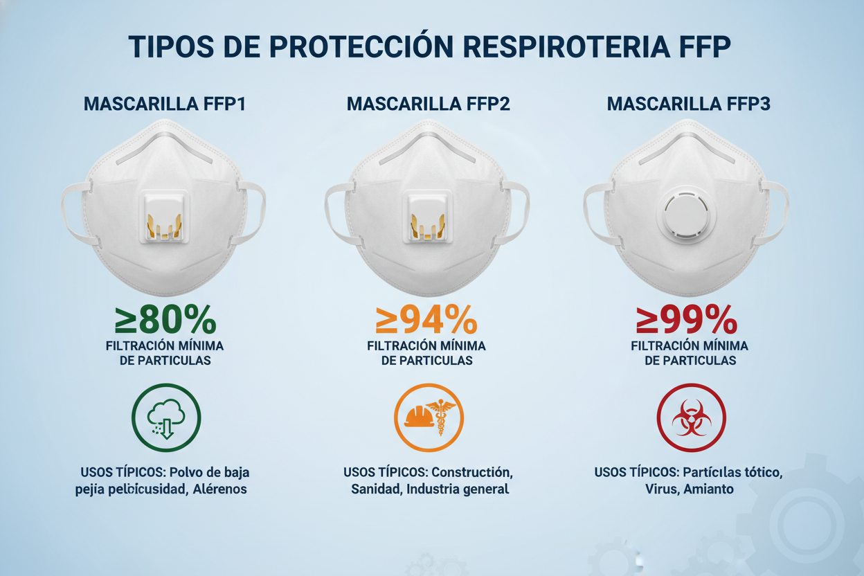 Tipos de mascarillas de protección respiratoria FFP