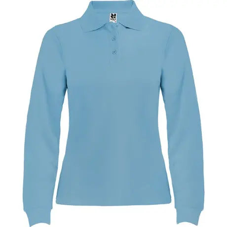 Polo de manga comprida para mulher, 100% algodão