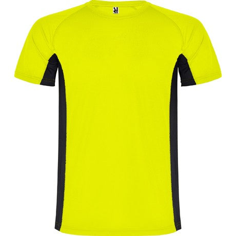 T-shirt técnica combinada com dois tecidos de poliéster 