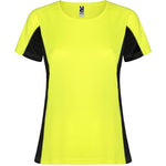 Camiseta técnica de mujer combinada con dos tejidos de poliéster