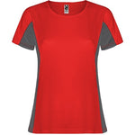 Camiseta técnica de mujer combinada con dos tejidos de poliéster