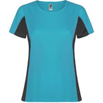 Camiseta técnica de mujer combinada con dos tejidos de poliéster