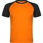T-shirt desportiva de manga curta estilo raglan contrastante