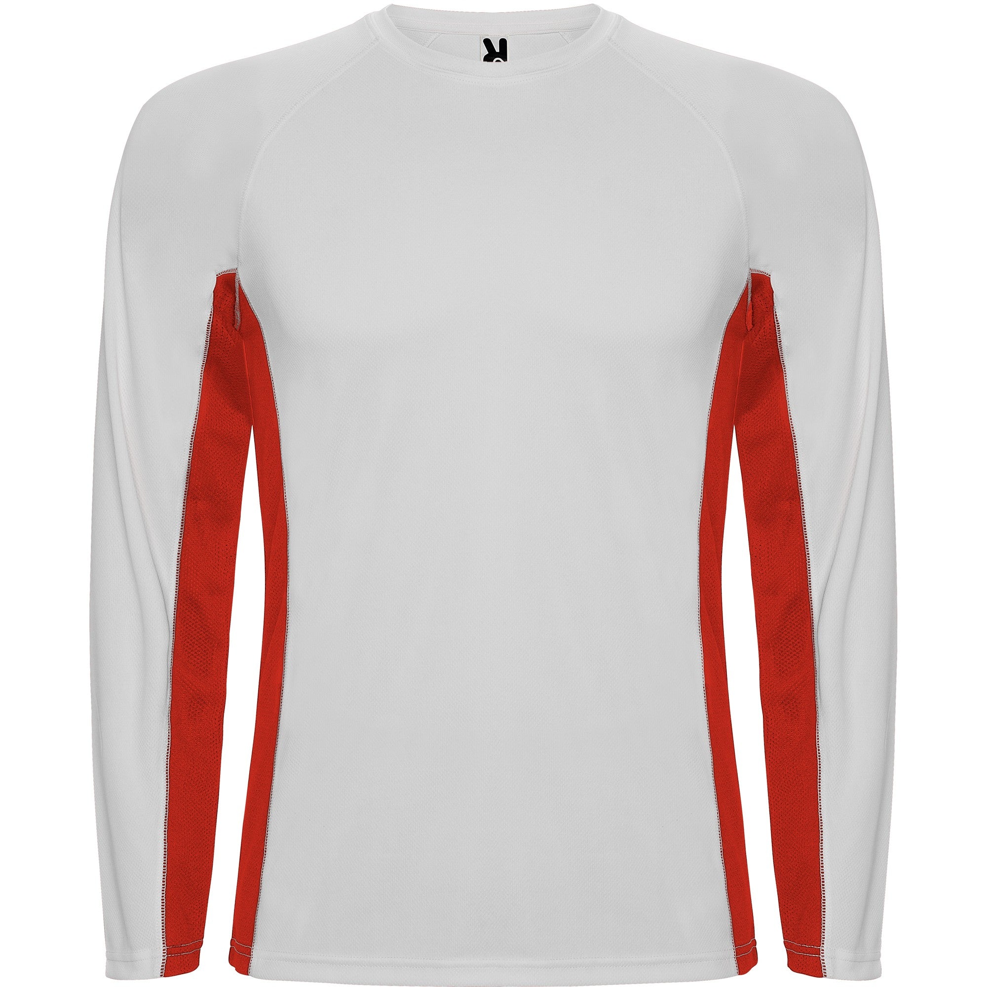 Camiseta técnica combinada con dos tejidos de poliéster manga larga