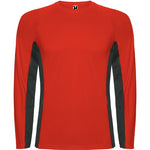 Camiseta técnica combinada con dos tejidos de poliéster manga larga