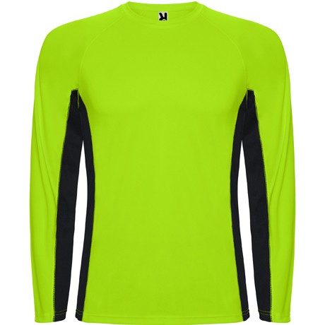 Camiseta técnica combinada con dos tejidos de poliéster manga larga