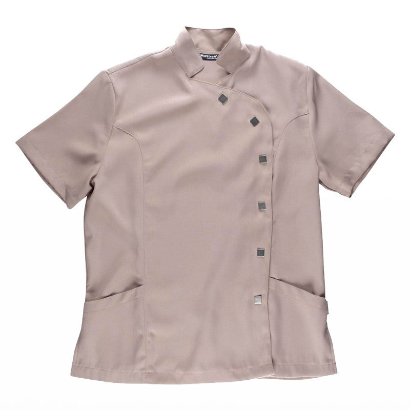 Casaca entallada de manga corta con cuello mao