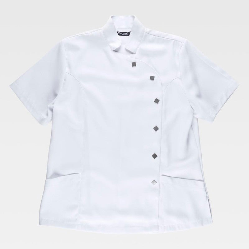 Casaca entallada de manga corta con cuello mao