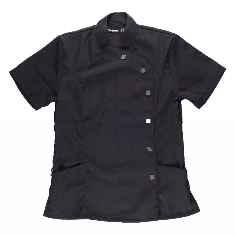 Casaca entallada de manga corta con cuello mao