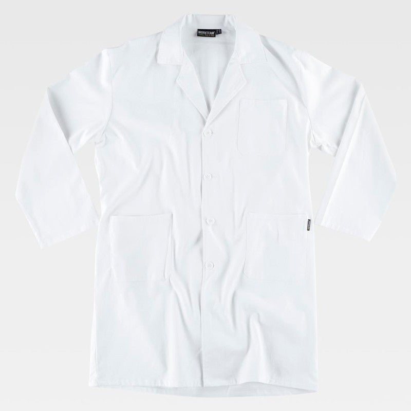 Bata de caballero con cierre de botones  color blanco.  100% Algodón.