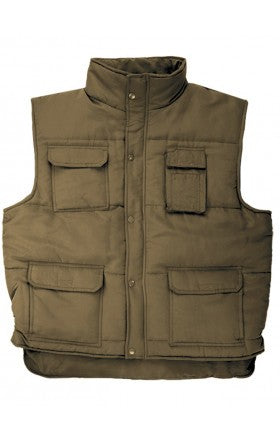 Chaleco de trabajo multibolsillos acolchado con cremallera oculta