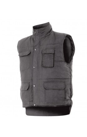 Chaleco de trabajo multibolsillos acolchado con cremallera oculta