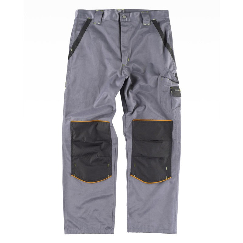 Pantalón con cintura elástica, multi bolsillos, bicolor, vivos en rojo/naranj - KRNN Prove