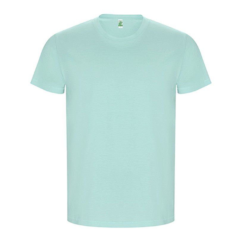 T-shirt masculina dourada de algodão orgânico