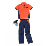 Pantalón desmontable, polo manga corta y guantes nitrilo.