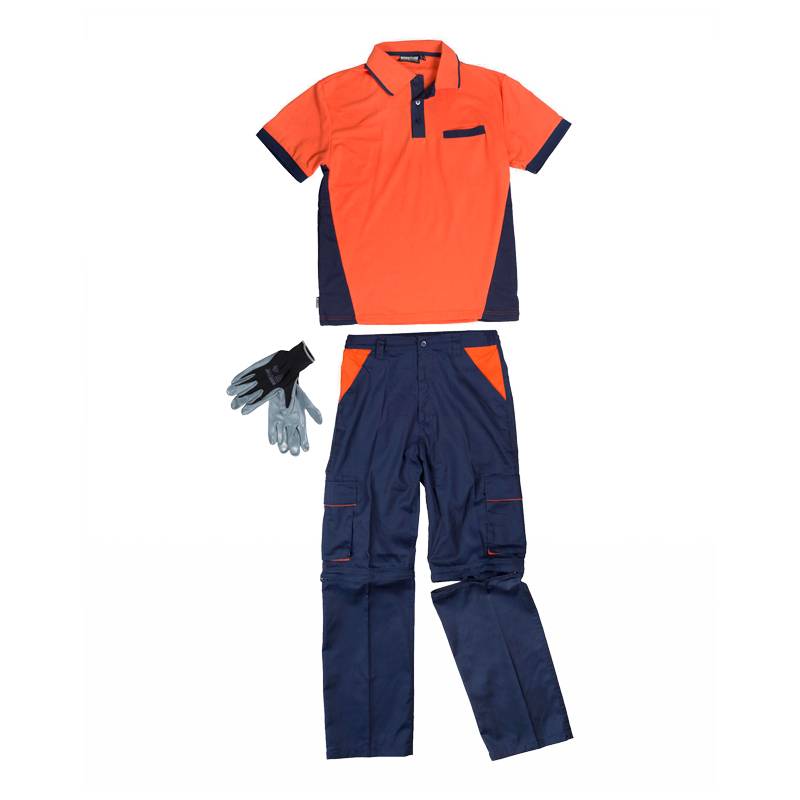 Pantalón desmontable, polo manga corta y guantes nitrilo.