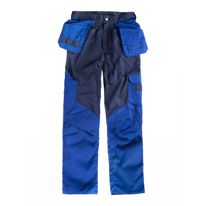 Pantalón recto combinado, multibolsillos, sin elástico en cintura, con trabillas, dos bolsillos en los costados.
