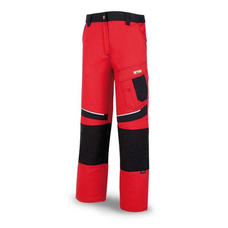 Calça de lona Tergal 245 g. Cor vermelha/preta. MA588-PRN