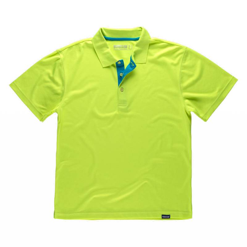 Polo técnico manga corta, combinado en colores flúor