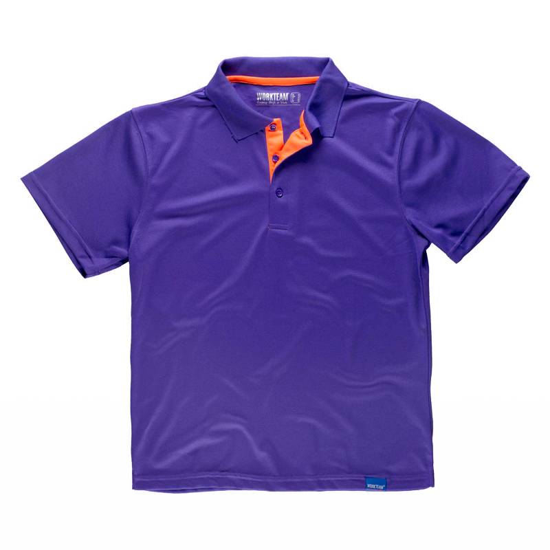 Polo técnico manga corta, combinado en colores flúor