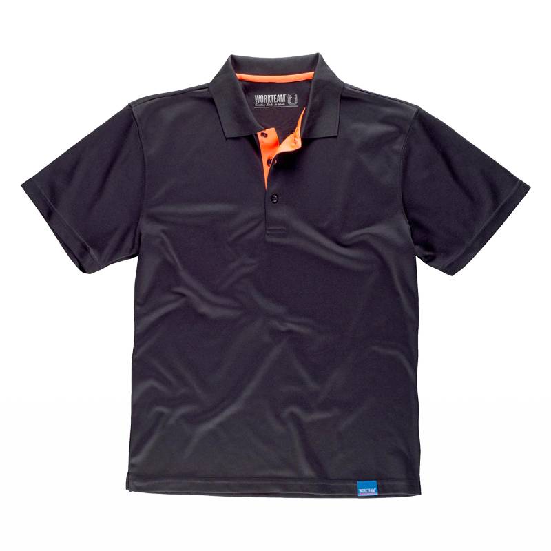 Polo técnico manga corta, combinado en colores flúor