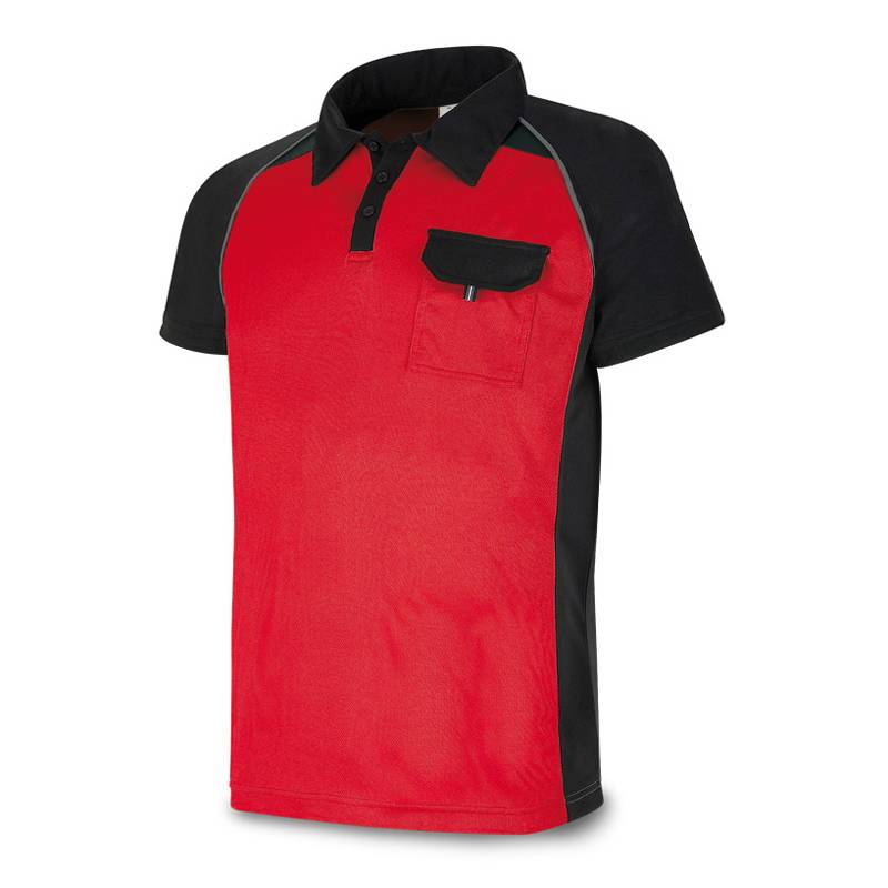 Polo "TÉCNICA" manga corta. Color rojo/negro