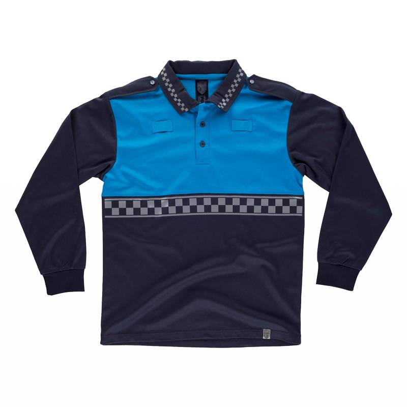 Polo tipo policía manga larga con cinta reflectante termosellada