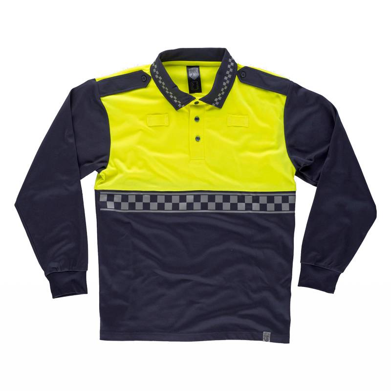 Polo tipo policía manga larga con cinta reflectante termosellada