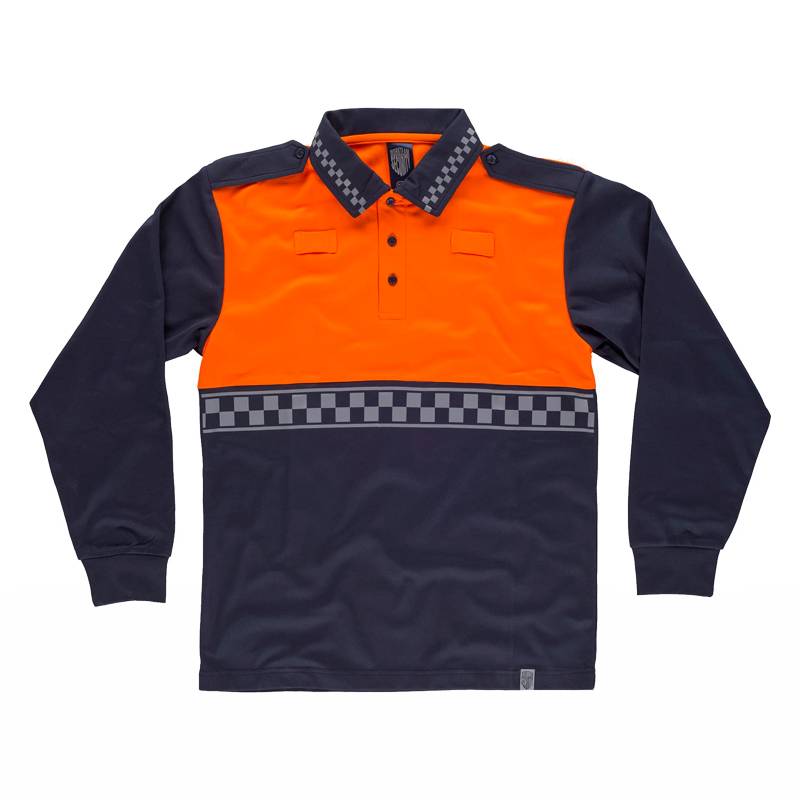 Polo tipo policía manga larga con cinta reflectante termosellada