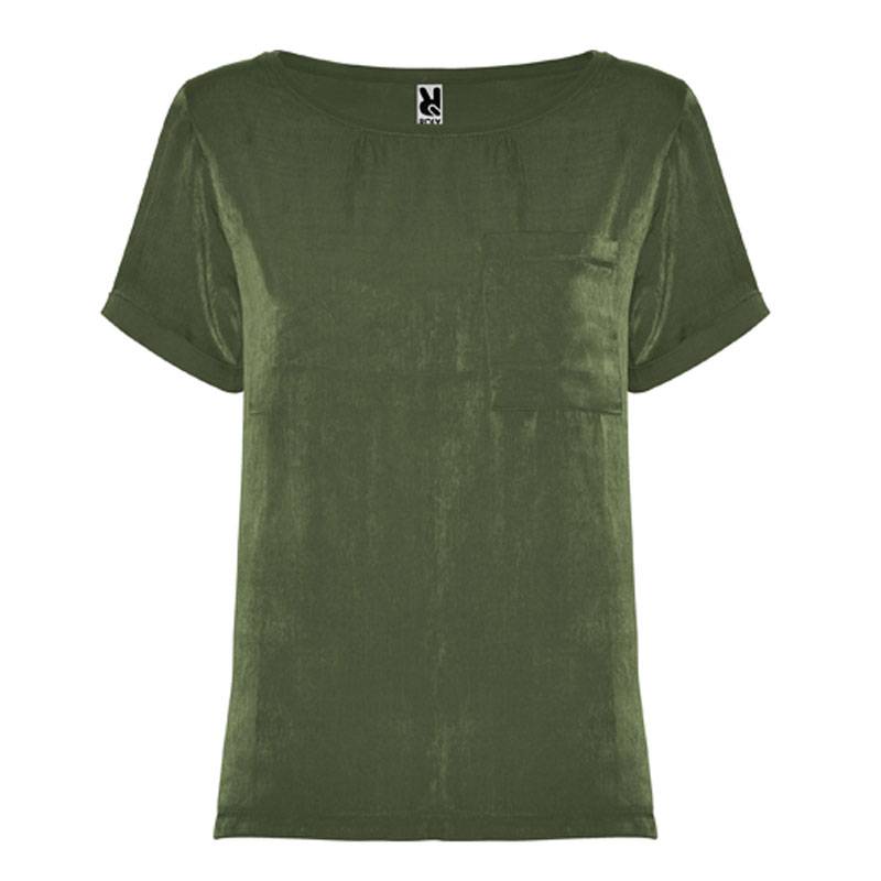Camiseta satinada manga corta para mujer