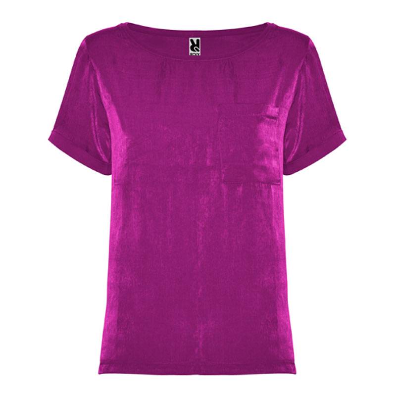 Camiseta satinada manga corta para mujer
