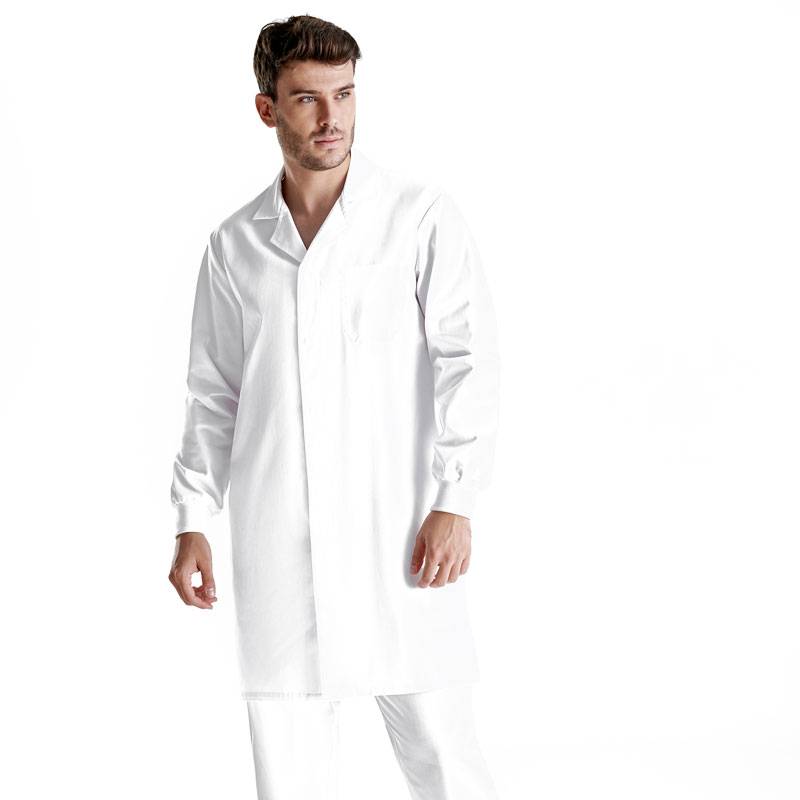 Bata blanca unisex manga larga