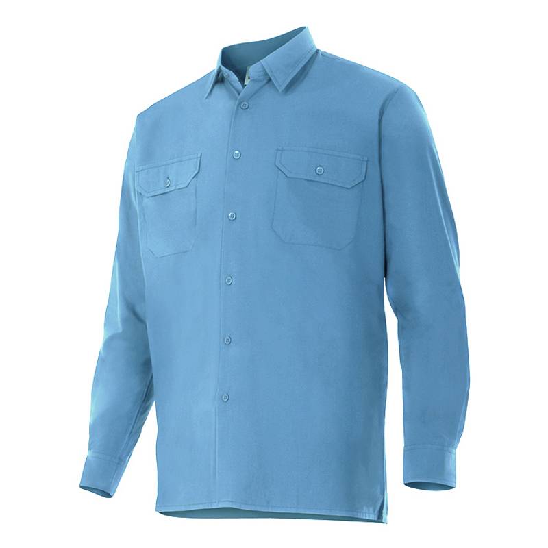 Camisa de manga larga con dos bolsillos, puño con botón