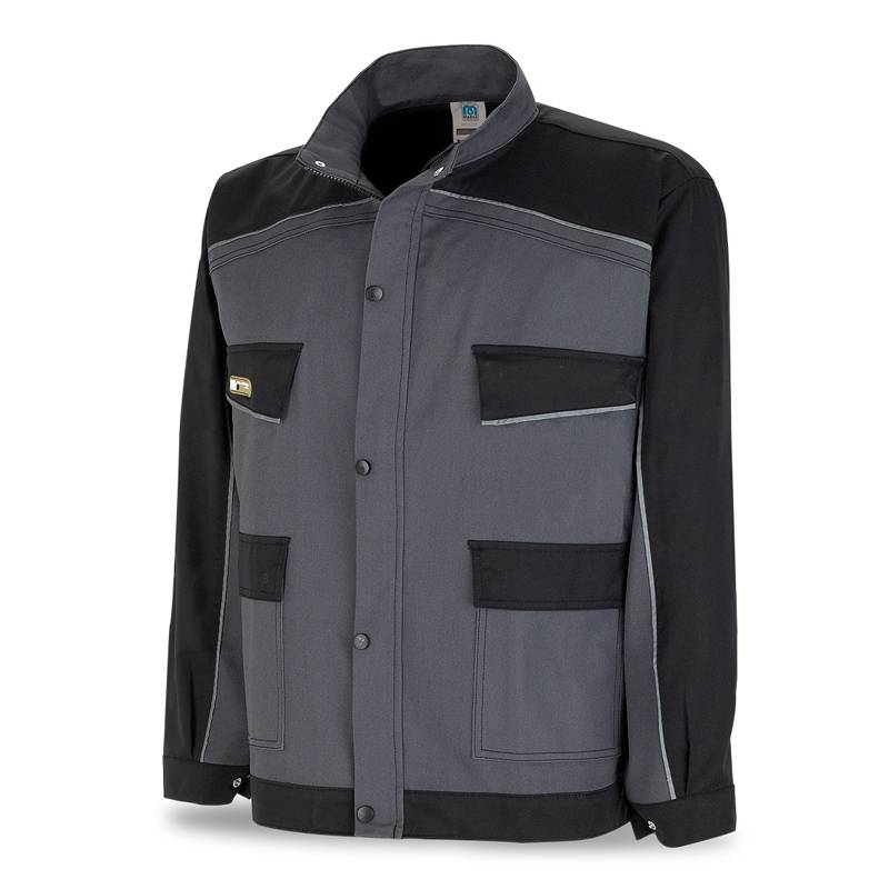Chaqueta tergal canvas 245 g. Color gris/negro. MA588-CNEG