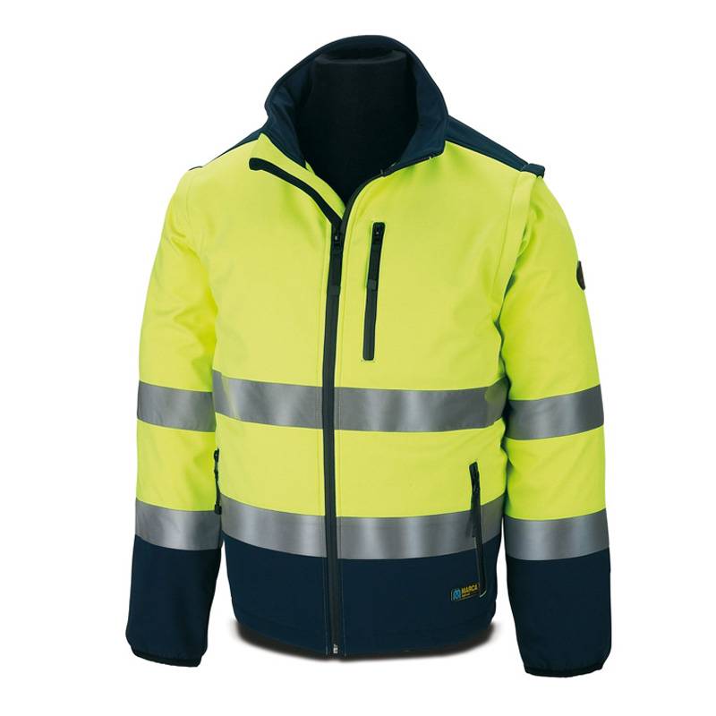 Cazadora Softshell alta visibilidad con mangas desmontables