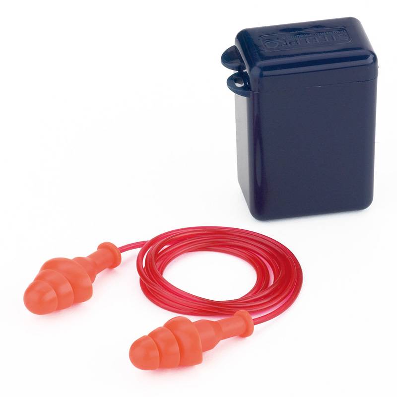 Tapones auditivos reutilizables con cordón. Pack de 10.