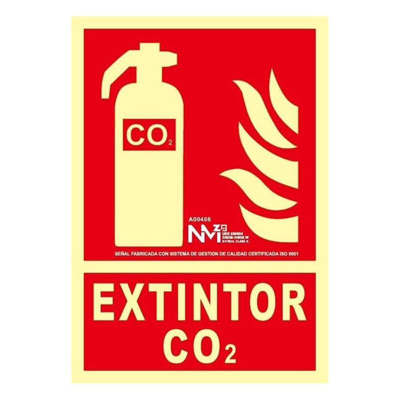 Placa fotoluminescente de extintor de CO2
