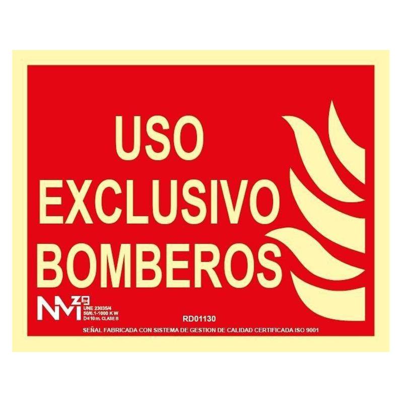 Señal USO EXCLUSIVO BOMBEROS Fotoluminiscente