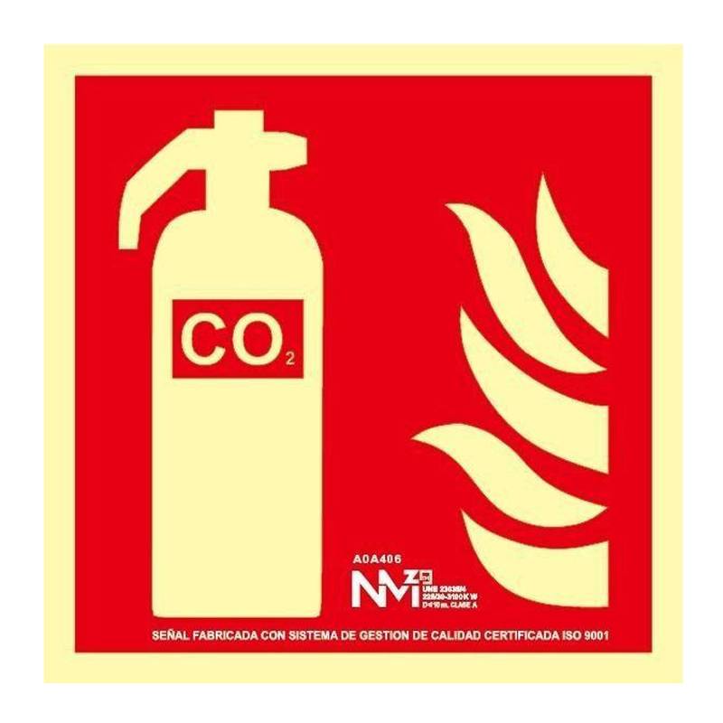 SEÑAL EXTINTOR CO2 FOTOLUMINISCENTE PVC CLASE B