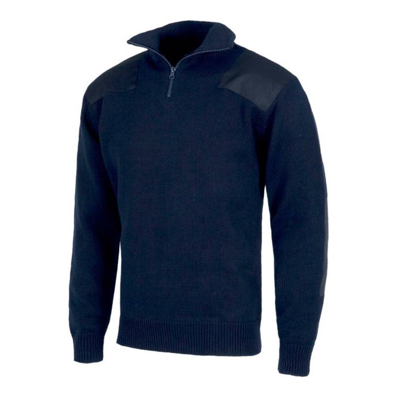 Jersey de cuello redondo con refuerzos en hombros y codos.