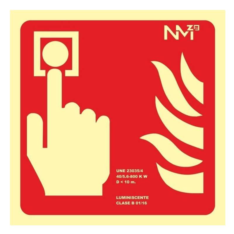 SEÑAL PULSADOR FOTOLUMINISCENTE PVC CLASE B