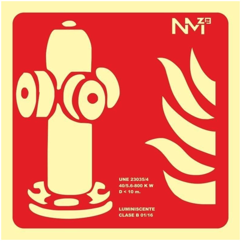 SEÑAL HIDRANTE FOTOLUMINISCENTE PVC CLASE B