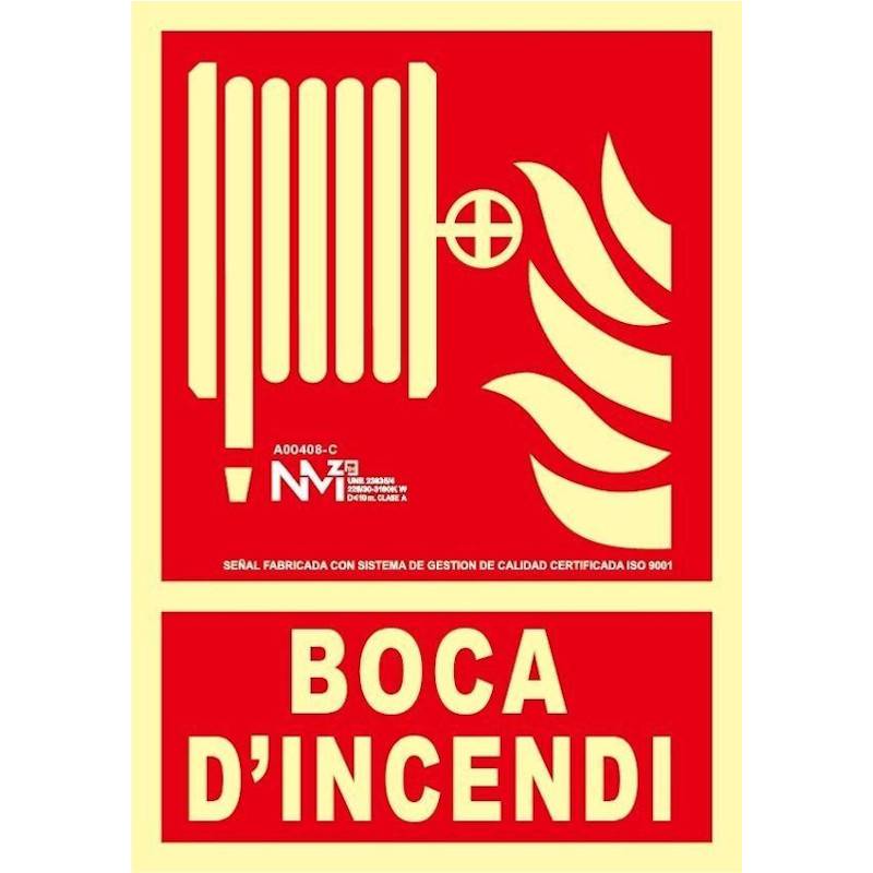 SEÑAL BOCA D'INCENDI FOTOLUMINISCENTE PVC CLASE B