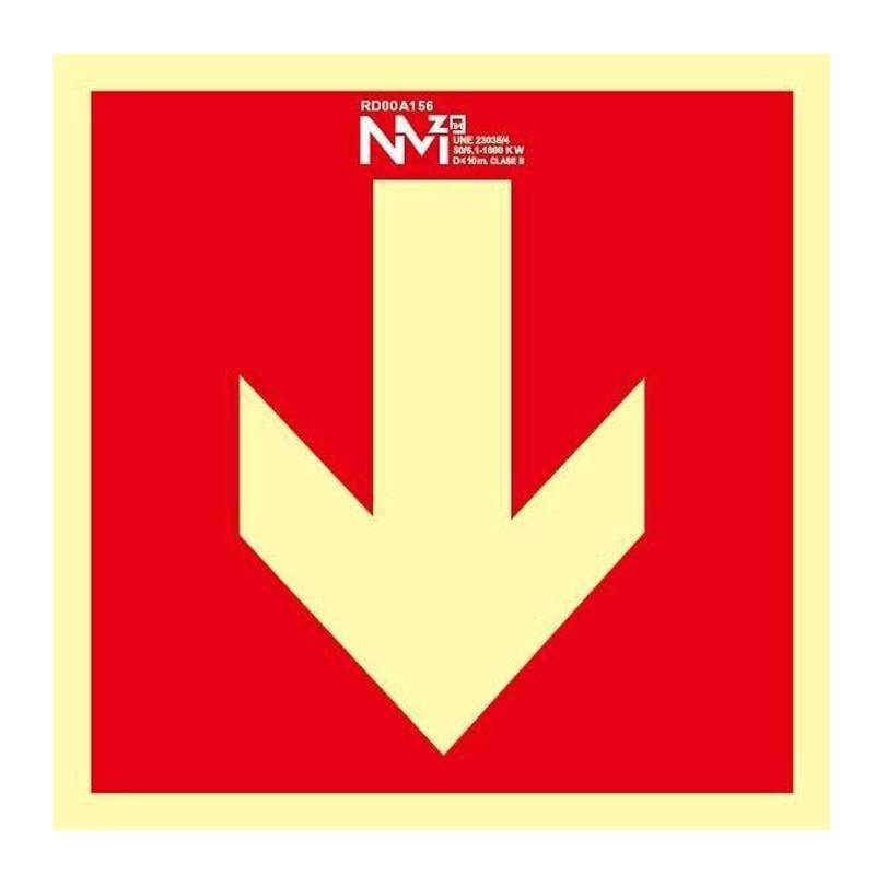 SEÑAL FLECHA ABAJO BIDIRECCIONAL FOTOLUMINISCENTE PVC CLASE B