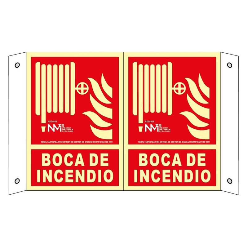 SEÑAL BOCA DE INCENDIO DE TIPO PANORÁMICO FOTOLUMINISCENTE