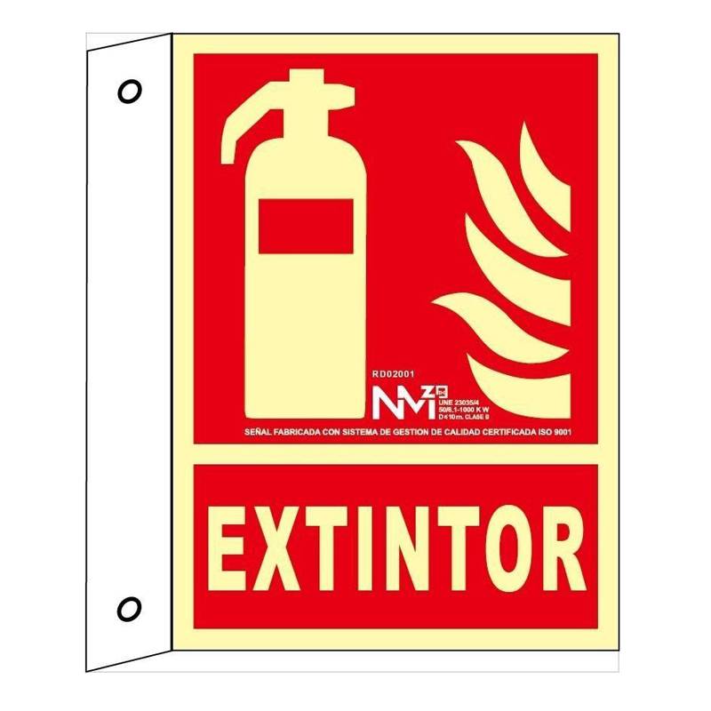 SEÑAL EXTINTOR DE TIPO BANDEROLA FOTOLUMINISCENTE