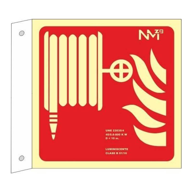 SEÑAL BOCA DE INCENDIO DE TIPO BANDEROLA FOTOLUMINISCENTE