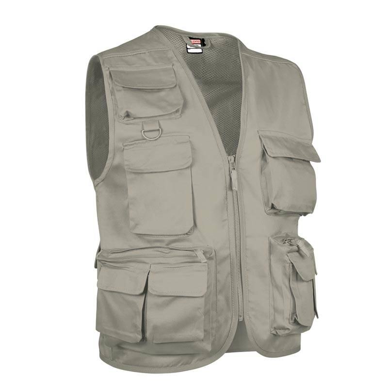 Colete de trabalho estilo Safari com vários bolsos
