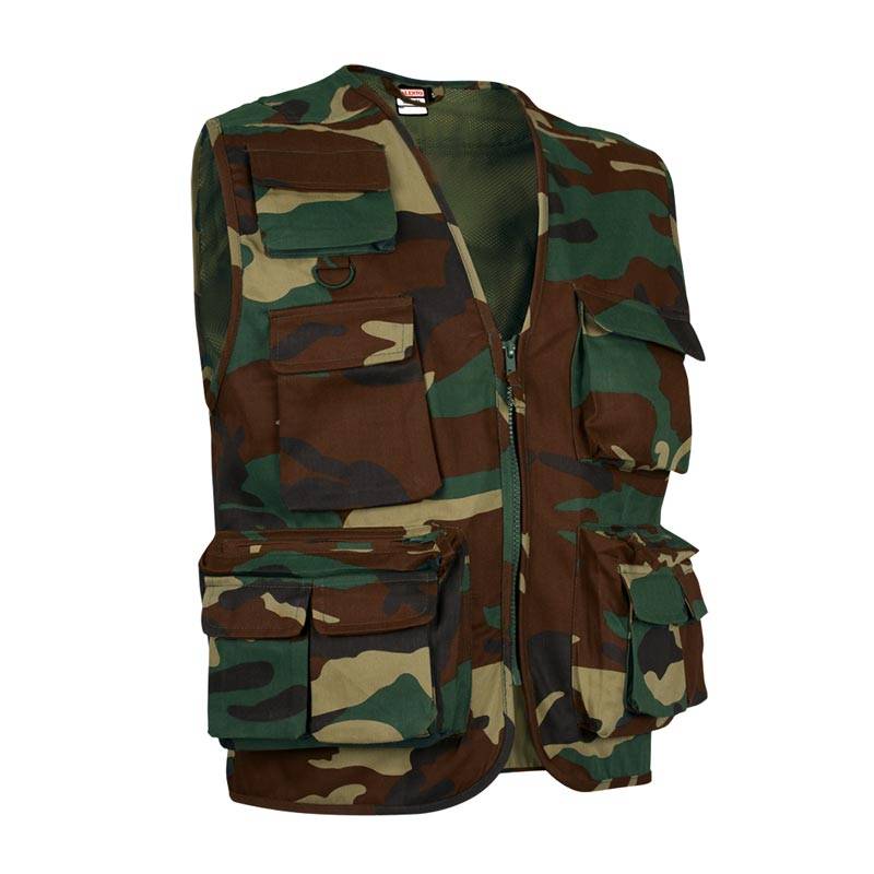Colete de trabalho estilo Safari com vários bolsos