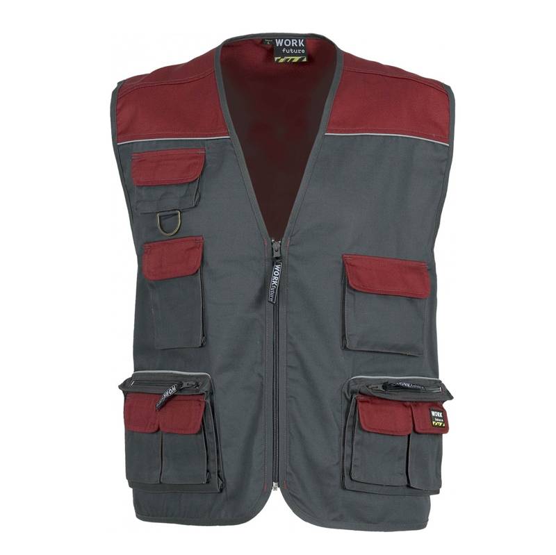 Colete estilo safari com fecho de correr. Design com vários bolsos. Decote em V. WTWF1854